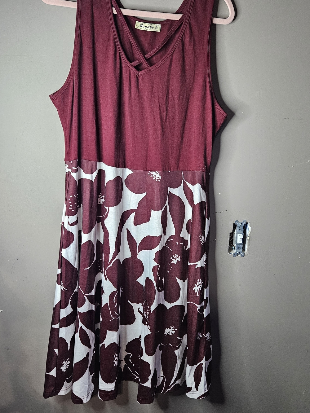Moyabo Burgundy Floral Sleeveless Dress Ptp 21" Length 40"